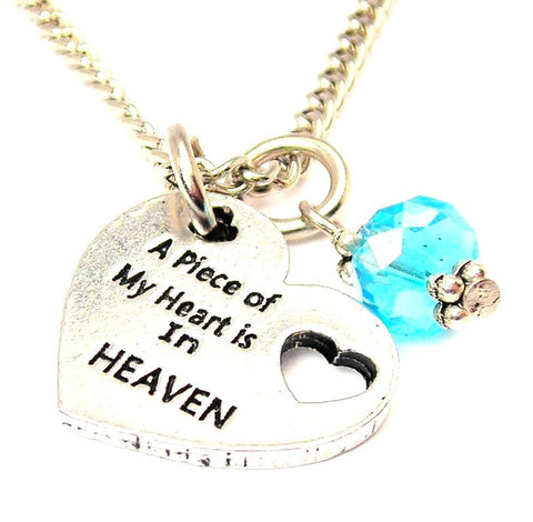 A Piece Of My Heart Is In Heaven Necklace with Crystal Accent