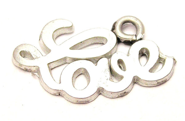 Cursive Love With One Loop Genuine American Pewter Charm