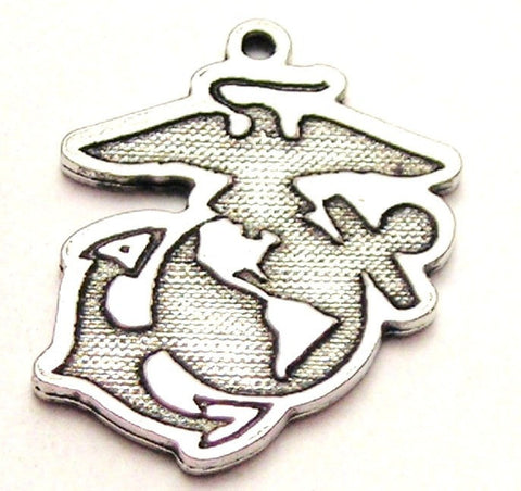 Engraved Marine Symbol Genuine American Pewter Charm