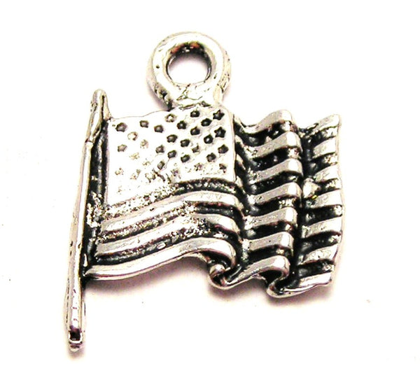 Waving Flag Genuine American Pewter Charm