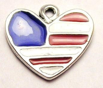 Heart Flag Red White And Blue Genuine American Pewter Charm