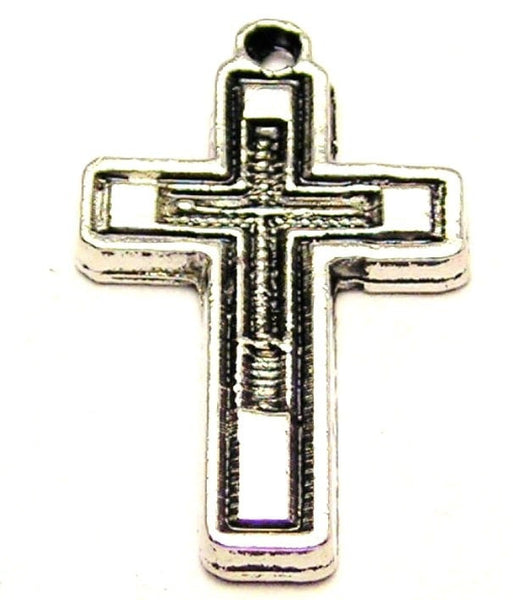 Little Cross In Cross Genuine American Pewter Charm