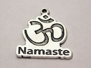 Om Symbol With Namaste Word Genuine American Pewter Charm