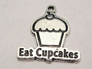 Eat Cupcakes Genuine American Pewter Charm
