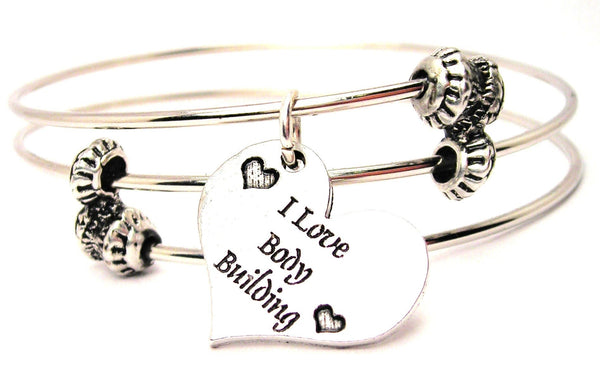 I Love Body Building Triple Style Expandable Bangle Bracelet