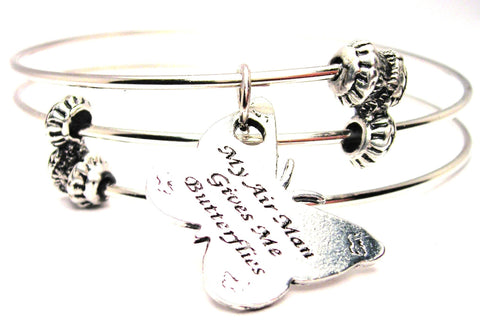 My Airman Gives Me Butterflies Triple Style Expandable Bangle Bracelet