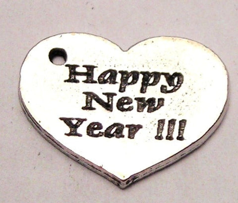 Happy New Year Heart Genuine American Pewter Charm