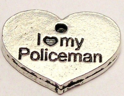 I Love My Policeman Accent Heart Genuine American Pewter Charm