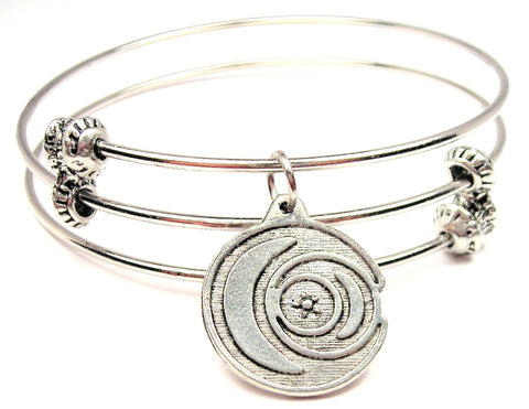 Triple Moon In Circle Triple Style Expandable Bangle Bracelet