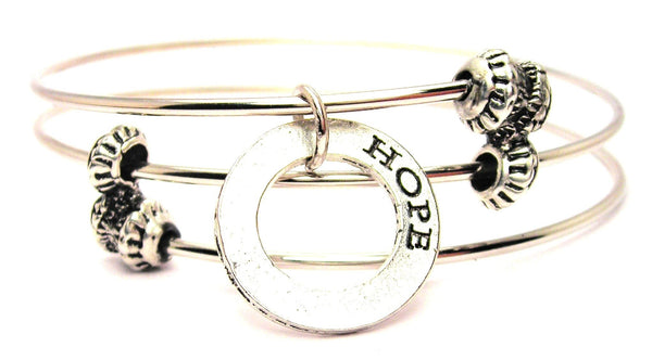 Hope Affirmation Ring Triple Style Expandable Bangle Bracelet