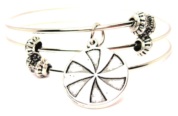 Peppermint Wheel Triple Style Expandable Bangle Bracelet