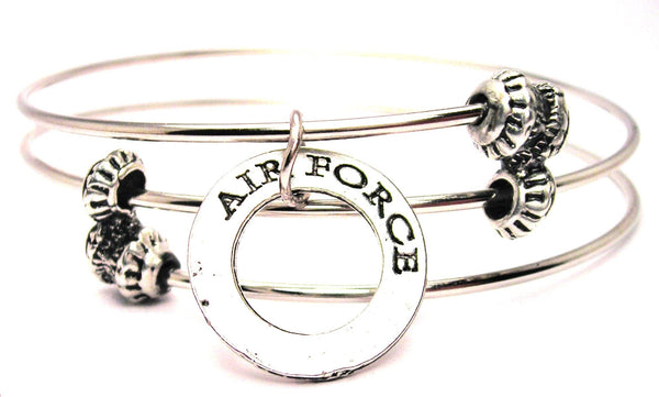 Air Force Affirmation Ring Triple Style Expandable Bangle Bracelet