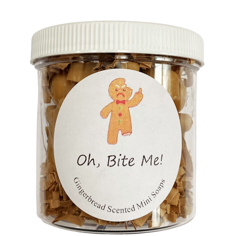 Oh Bite me Angry gingerbread boy Soap Jar Christmas 4 ounce stocking stuffers funny gift