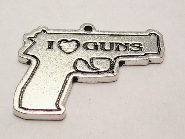 I Love Guns Genuine American Pewter Charm