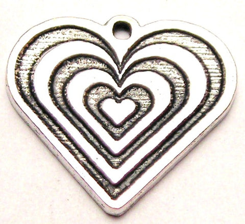 Striped Heart Genuine American Pewter Charm