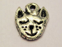 Sleeping Kitty Face Genuine American Pewter Charm