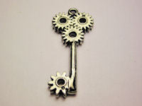 Steampunk Gears Key Pendant Genuine American Pewter Charm