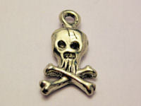 Traditional Skull And Crossbones Genuine American Pewter Charm