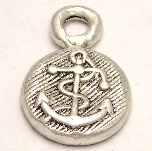 Anchor Small Disc Charm Genuine American Pewter Charm