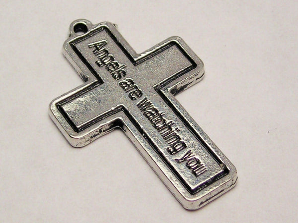 Cross Angels Are Watching You Genuine American Pewter Charm