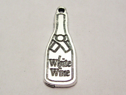 White Wine Bottle Genuine American Pewter Charm