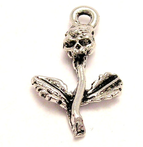 Skull Face Flower Genuine American Pewter Charm
