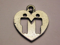 Two Male Symbols In A Heart Gay Pride Genuine American Pewter Charm