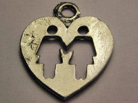Two Female Symbols In A Heart Genuine American Pewter Charm