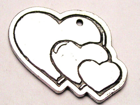 Triple Blank Hearts Genuine American Pewter Charm