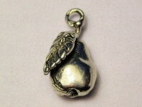 Pear With Leaf Genuine American Pewter Charm