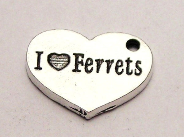 I Love Ferrets Accent Heart Genuine American Pewter Charm