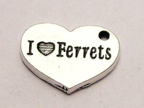 I Love Ferrets Accent Heart Genuine American Pewter Charm