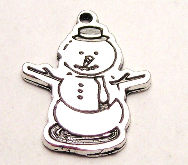 Snowman With Hat Genuine American Pewter Charm