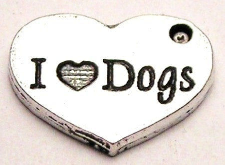 I Love Dogs Genuine American Pewter Charm