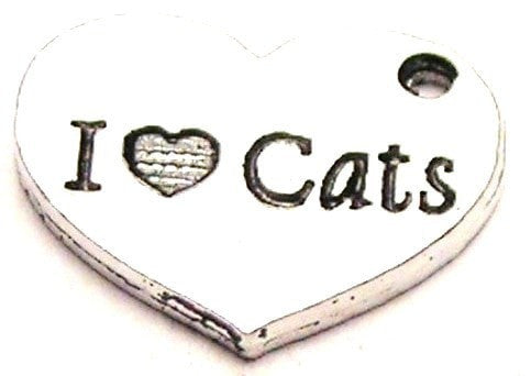 I Love Cats Accent Heart Genuine American Pewter Charm