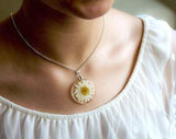 Real Daisy Flower Charm Necklace