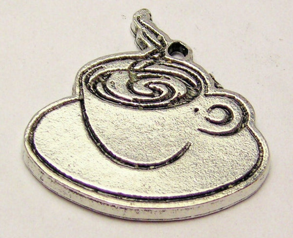 Steaming Hot Coffee Genuine American Pewter Charm
