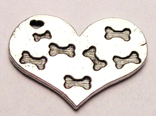 Little Doggie Bones All Over Your Heart Genuine American Pewter Charm