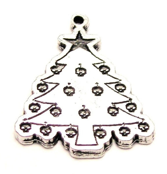 Christmas Tree Gothic Style With Skulls Genuine American Pewter Charm