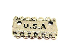 USA Bumpy Tab 2 Holes Genuine American Pewter Charm