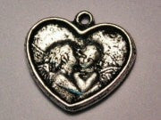 Kissing Angels Heart Genuine American Pewter Charm