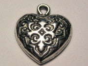 Scrolled Heart Genuine American Pewter Charm