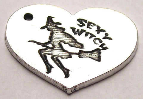 Sexy Witch Heart Genuine American Pewter Charm