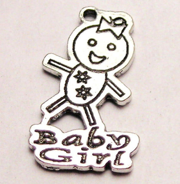 Stick Figure Baby Girl Genuine American Pewter Charm