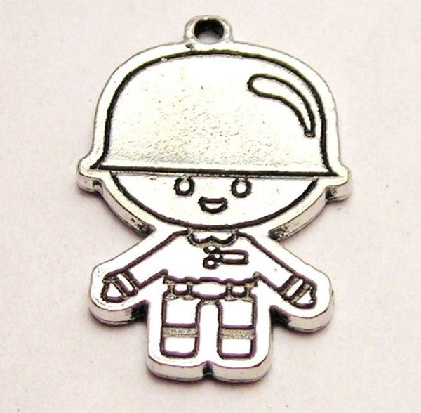 Little Soldier Boy With Helmet Genuine American Pewter Charm