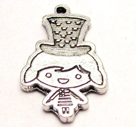 Patriotic Girl With Stars And Stripes Genuine American Pewter Charm