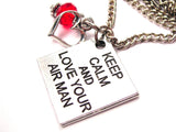 Keep Calm And Love Your Airman Necklace with Small Heart