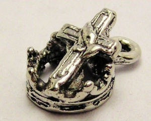 Crown With Cross Genuine American Pewter Charm