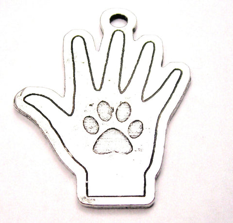 Large Put Your Paw In My Hand Genuine American Pewter Charm