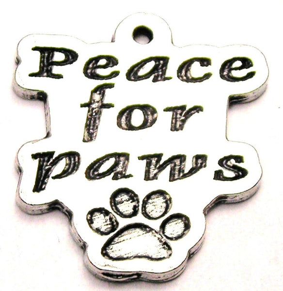 Peace For Paws With Little Paw Print Genuine American Pewter Charm